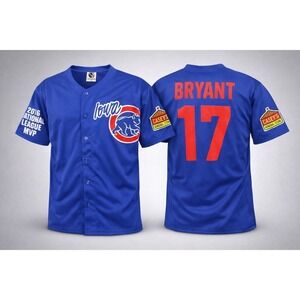 Kris Bryant #17 Iowa Cubs Jersey 2016 NL MVP Casey's Patch Size XL